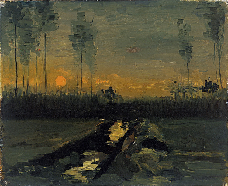 Landscape At Dusk Vincent Willem Van Gogh Oil Painting